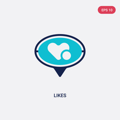 two color likes vector icon from blogger and influencer concept. isolated blue likes vector sign symbol can be use for web, mobile and logo. eps 10