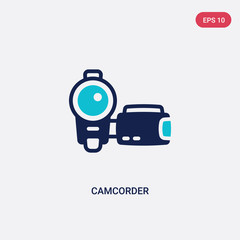 two color camcorder vector icon from blogger and influencer concept. isolated blue camcorder vector sign symbol can be use for web, mobile and logo. eps 10