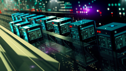 Fototapeta premium Digital cyberspace traffic data with binary code