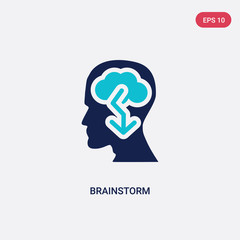 two color brainstorm vector icon from brain process concept. isolated blue brainstorm vector sign symbol can be use for web, mobile and logo. eps 10