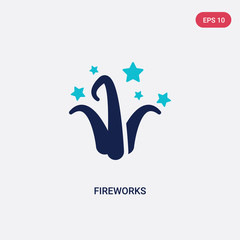 two color fireworks vector icon from brazilia concept. isolated blue fireworks vector sign symbol can be use for web, mobile and logo. eps 10