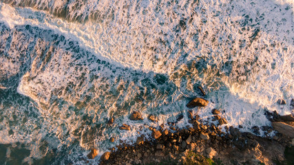 Aerial drone view of Sardinia sea and cliffs
