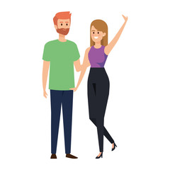 Fototapeta premium young couple lovers avatars characters