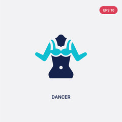 two color dancer vector icon from brazilia concept. isolated blue dancer vector sign symbol can be use for web, mobile and logo. eps 10