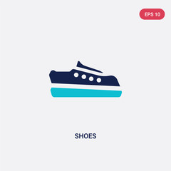 two color shoes vector icon from brazilia concept. isolated blue shoes vector sign symbol can be use for web, mobile and logo. eps 10