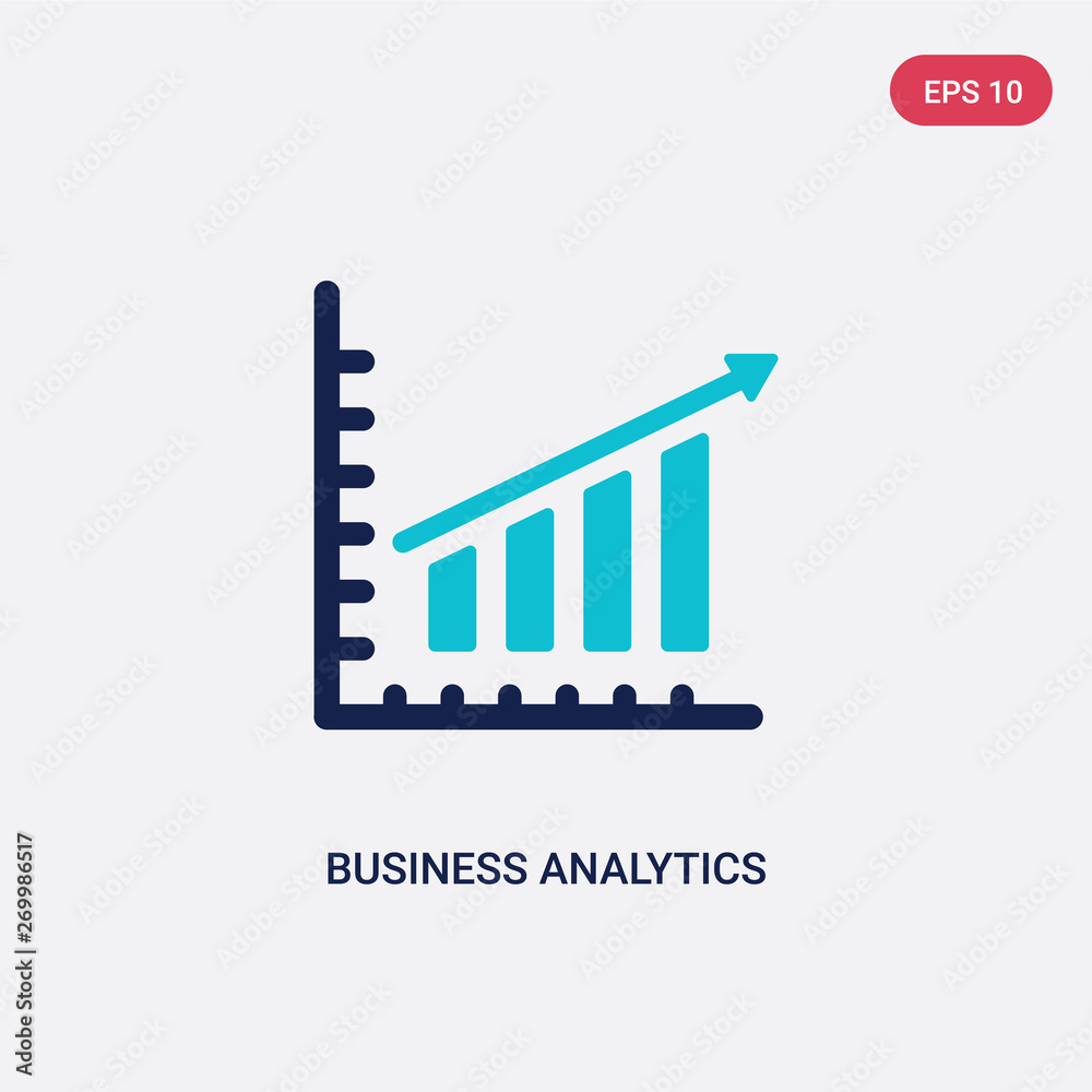 Poster two color business analytics graphics vector icon from business and analytics concept. isolated blue