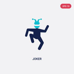 two color joker vector icon from brazilia concept. isolated blue joker vector sign symbol can be use for web, mobile and logo. eps 10