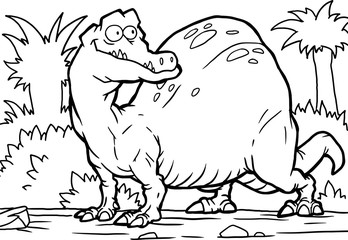 Coloring book dinosaur vector illustration.