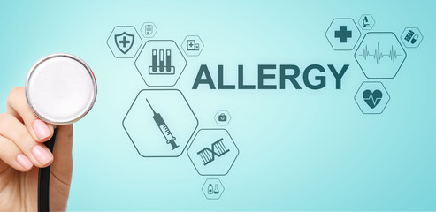 Fototapeta premium Allergy diagnosis medical and healthcare concept Doctor with stethoscope.
