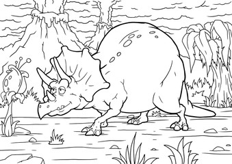Cartoon Vector Illustration of Triceratops for Coloring Book and Education