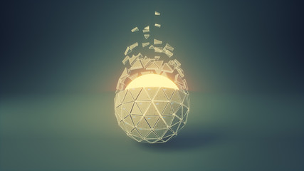 Sci-fi polygonal ball 3D render