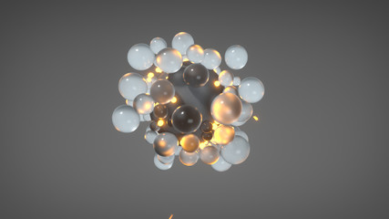 Floating group of spheres 3D rendering