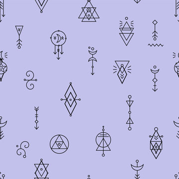 Seamless pattern with sacred geometric hipster shapes vector