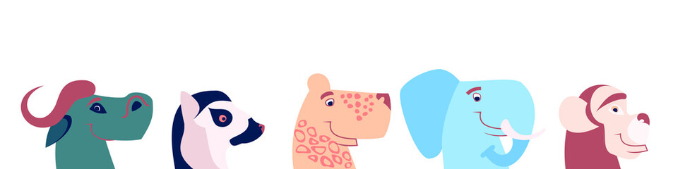 African animals set. Isolated on white vector illustration.