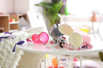 Room in terrible mess after party