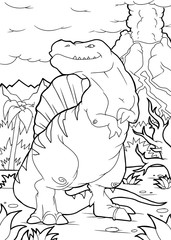 Coloring book, Spinosaurus dinosaur, coloring page