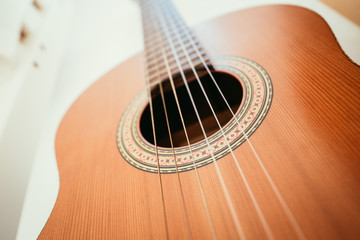 Classical guitar and strings, professional instrument