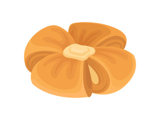 Bun in the form of a flower. Vector illustration on white background.