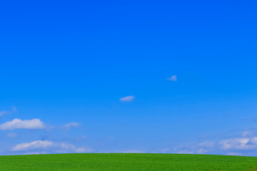 日本　北海道　地平線まで続く草原