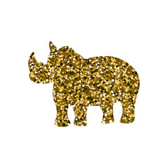 Silhouette of a rhinoceros.