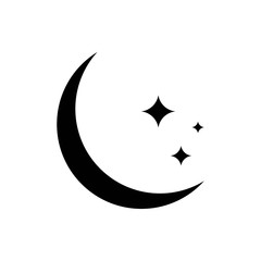 Night symbol of the moon with stars, vector