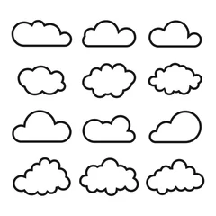 Fototapete Rund Clouds icon, illustration black and white © Vitechek
