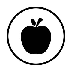 apple black silhouette with a leaf