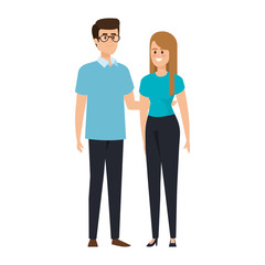 Fototapeta premium young couple lovers avatars characters