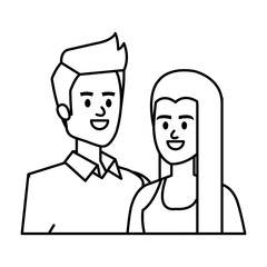business couple avatars characters vector illustration