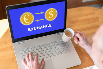 Exchange concept on a laptop