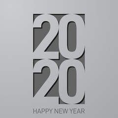 2020 Happy new year banner, vector minimalist illustration