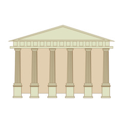 Obraz premium The building of the Ancient Greek and Roman Temple with columns. Isolated cartoon flat vector illustration