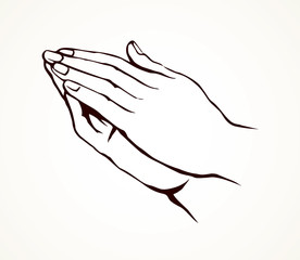 Praying hands. Vector drawing