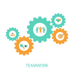 Teamwork concept with business icons