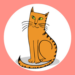  Pensive cat vector illustration of a pet character coloring
