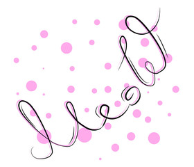 funny cat girl face in a flower chain, with text Meow. Isolated objects