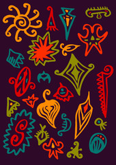 Abstract elements set vector illustration hand drawing African patterns