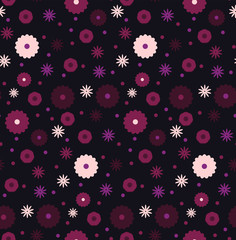  pattern seamless on dark background with flowers and circles