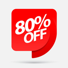 Sale of special offers. Discount with the price is 80 . An ad with a red tag for an advertising campaign at retail on the day of purchase. vector illustration