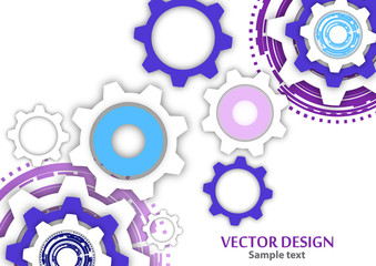 Technological colorful background with cogwheel, gears, cover template.
