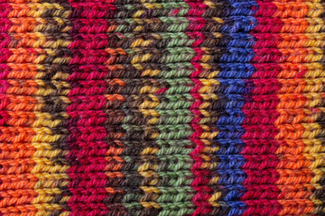 Colorful knitted wool texture background pattern with high resolution. Top view. Copy space.