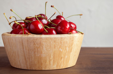 ripe fresh cherries. a bunch of delicious summer berries.