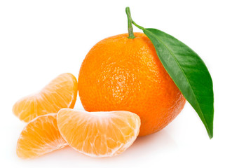 Fresh mandarin on white background - 269997988