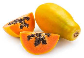 Fresh papaya on white background