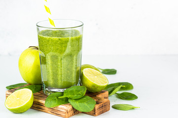 Green smoothie on white.