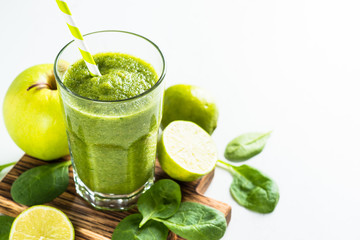 Green smoothie on white.