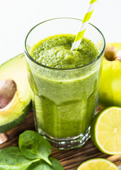 Green smoothie on white.