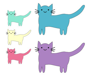 Set of cute cats in simple design for kid's greeting card design, t-shirt print, inspiration poster.