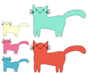 Set of cute cats in simple design for kid's greeting card design, t-shirt print, inspiration poster.