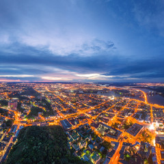 Fototapeta na wymiar Night city of Kiev, Ukraine. Panoramic aerial view